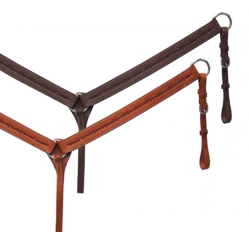 72016: Showman ® Argentina cow leather breast collar with barbed wire tooled design Breast Collar Showman