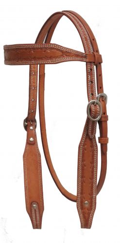 72020: Showman ® Argentina cow leather headstall with barbed wire tooling Primary Showman