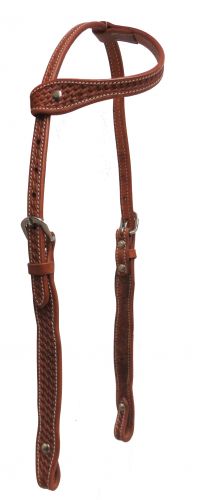 72021: Showman ® Argentina cow leather single ear headstall with basket weave tooling Primary Showman