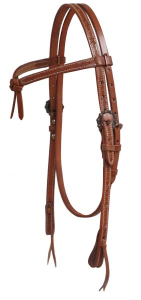 72025: Showman ® Argentina cow leather futurity headstall with barbed wire tooling Primary Showman
