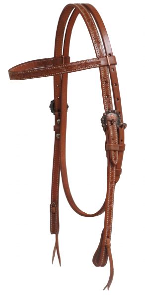 72026: Showman ® Argentina cow leather headstall with barbed wire tooling Primary Showman
