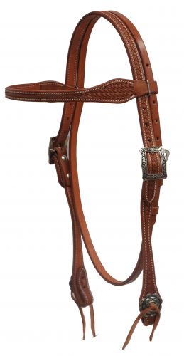 72027: Showman ® Argentina cow leather browband headstall with basket weave tooling Primary Showman