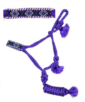 722766: Showman® Woven purple nylon mule tape halter with southwest beaded noseband Primary Showman