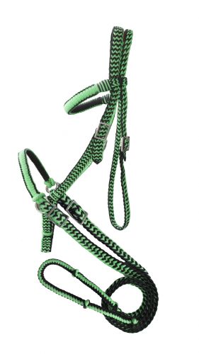 722768: Braided nylon bitless bridle with reins Primary Showman Saddles and Tack