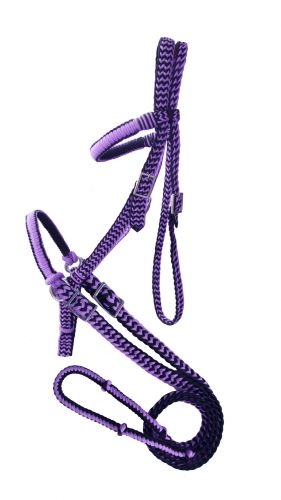 722768: Braided nylon bitless bridle with reins Primary Showman Saddles and Tack