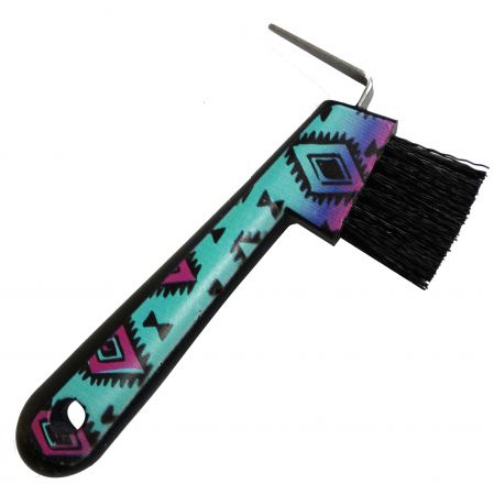 72BT005: Navajo print plastic hoof pick meaures 6" long Hoof Showman Saddles and Tack