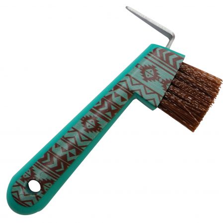 72BT005: Navajo print plastic hoof pick meaures 6" long Hoof Showman Saddles and Tack