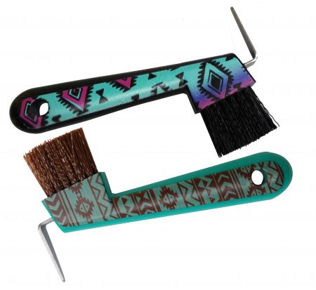 72BT005: Navajo print plastic hoof pick meaures 6" long Hoof Showman Saddles and Tack