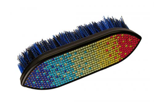 72HH2018-009: Showman™ Multi colored crystal rhinestone medium bristle brush Brush Showman