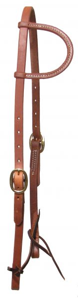 7404: Showman™ oiled harness leather sliding one ear headstall with double buckle adjustment Primary Showman