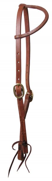 7406: Showman™ oiled harness leather sliding one ear headstall with double buckles Primary Showman