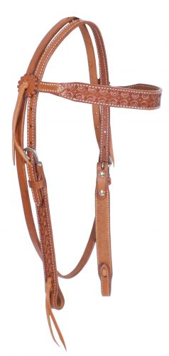 74085: Showman ® Argentina Cow Leather browband headstall with scalloped tooling Primary Showman