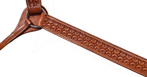 74086: Showman ® Argentina cow leather breast collar with scalloped tooled design Breast Collar Showman