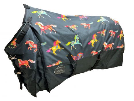 75295: The Waterproof and Breathable Showman™ Southwest Tribal Running Horse Print 1200 Denier Per Horse Blanket Showman