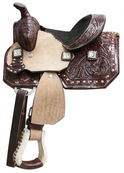 8" Double T Pony Saddle With Crystal Rhinestone Conchos 01358 Pony Saddle Double T