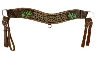 8008: Showman ® Hand Painted Cactus tripping collar with Hair on Cheetah Inlay Breast Collar Showman