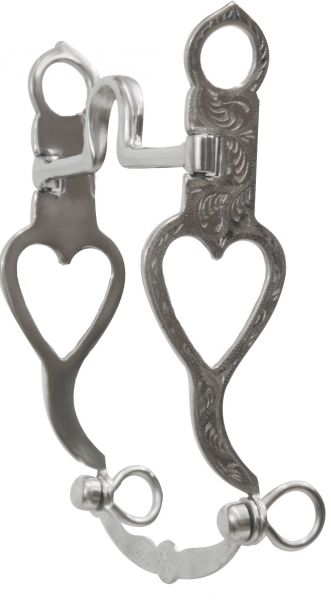8028: Showman™ stainless steel bit with fully engraved silver and open heart on 8 Bits Showman