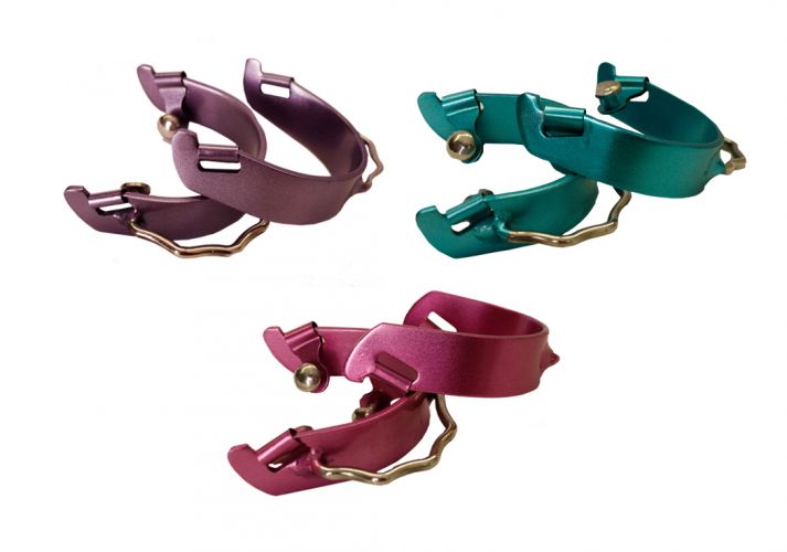 8081: Showman® Color coated aluminum bumper spurs Western Spurs Showman
