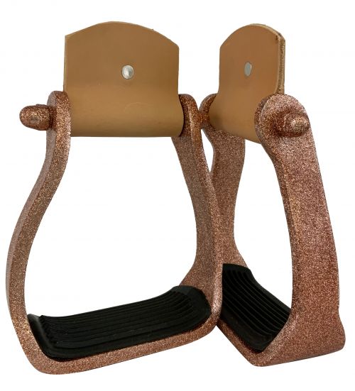 8089: Showman® Glitter Rose Gold Epoxy aluminum stirrups Stirrups Showman