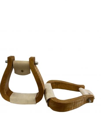 8097: Showman ® Curved wooden stirrup with leather tread Primary Showman