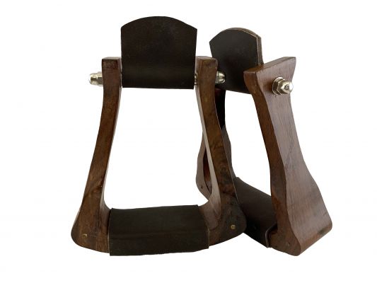 8105: Showman ® Teak Wood stirrup with leather foot pad Primary Showman