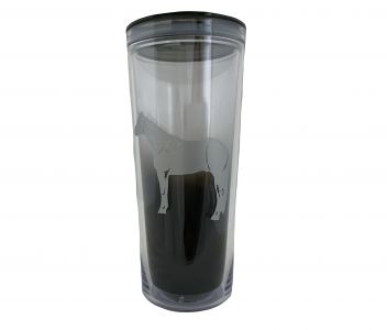 908: 20 oz Smoke Gray Tumbler w/ Silver Standing Horse Tumbler Showman Saddles and Tack