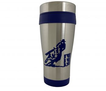 920: 16 oz Stainless Steel w/ Blue Barrel Racer Tumbler Tumbler Showman Saddles and Tack