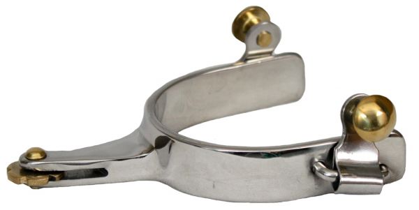 95097: Showman™ stainless steel horizontal rowel spur with brass buttons Western Spurs Showman
