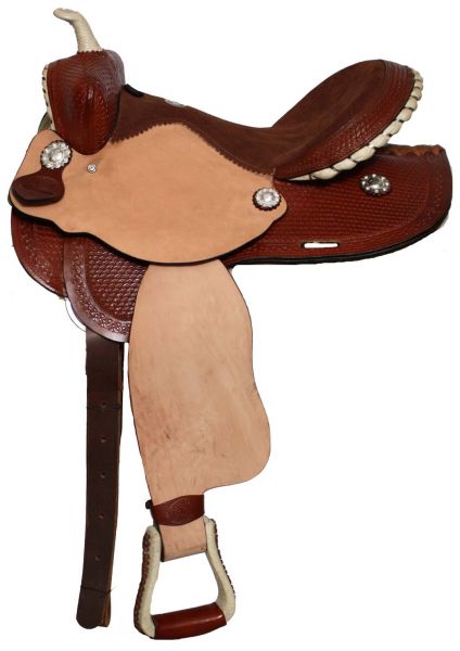 9574: 14", 15" or 16" Double T Barrel Style Saddle Barrel Saddle Double T