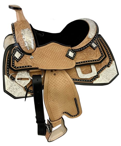 9658: 12" - 13" Double T Fully Tooled Youth / Pony Show Saddle Youth Saddle Double T