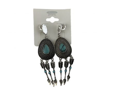 AE4357-SBTQ: Oval concho dangle earring with arrow dangle Primary Showman Saddles and Tack