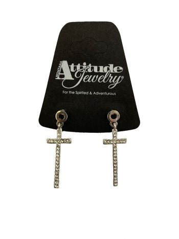 AER4249: Attitude by Montana Silversmith, Set of cross dangle earrings with stud back Primary Showman Saddles and Tack