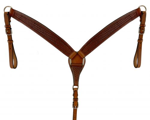 AJ-182: Showman ® Argentina cow leather basket tooled breastcollar Breast Collar Showman