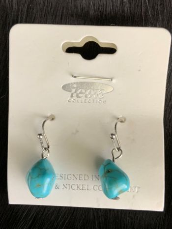 AS6741SBTQ: 30" Leather and turquoise beaded necklace set with 2-1/2" silver cross, leather tassel Primary Showman Saddles and Tack