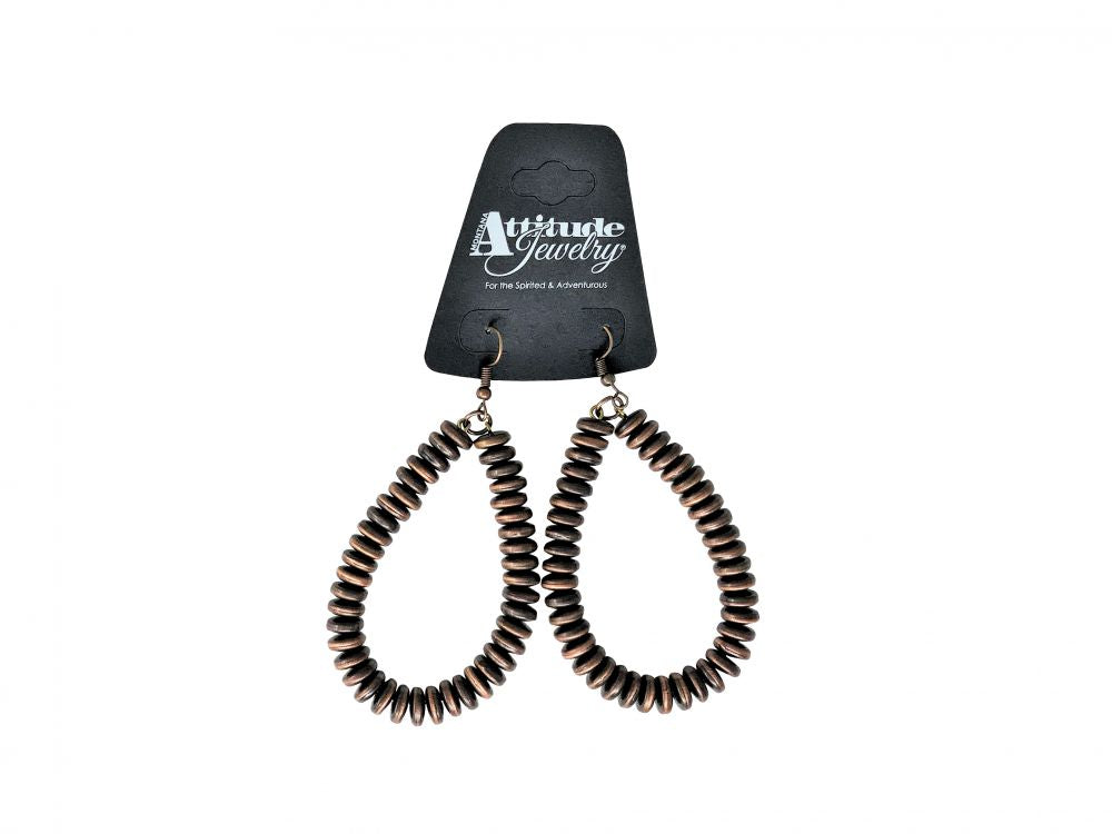 ATTITUDE Brown Teardrop shaped Earrings with white stone accents Default Shiloh