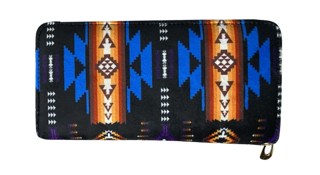 Aztec print zippered wallet with wristlet strap Default Shiloh