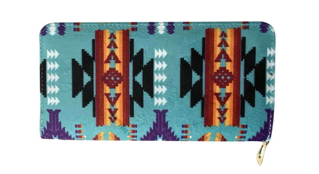 Aztec print zippered wallet with wristlet strap Default Shiloh