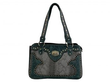 BA2688-B: Teal PU leather handbag with gray snakeskin inlays Primary Showman Saddles and Tack