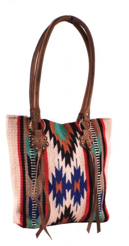 BG-04: Genuine Leather 100% Wool Tan Saddle Blanket Handbag Primary Showman Saddles and Tack