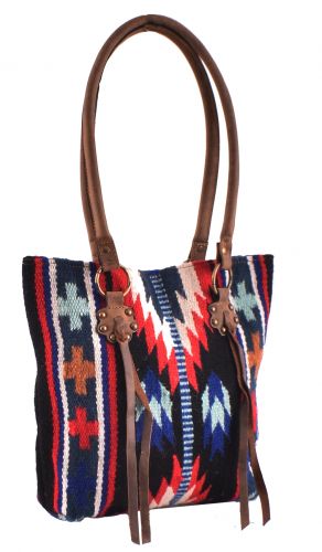 BG-05: Genuine Leather 100% Wool Black Saddle Blanket Handbag Primary Showman Saddles and Tack