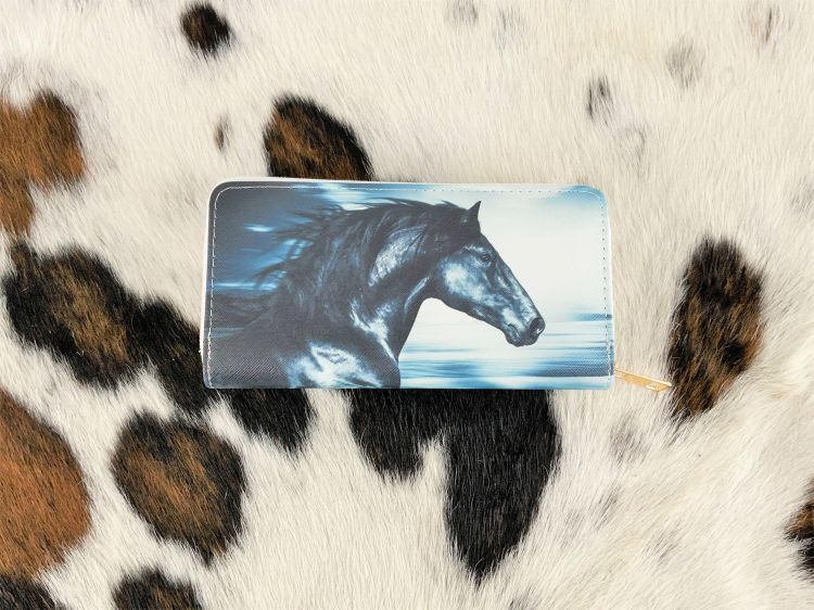 Black Horse Printed Zipper Wallet Default Shiloh
