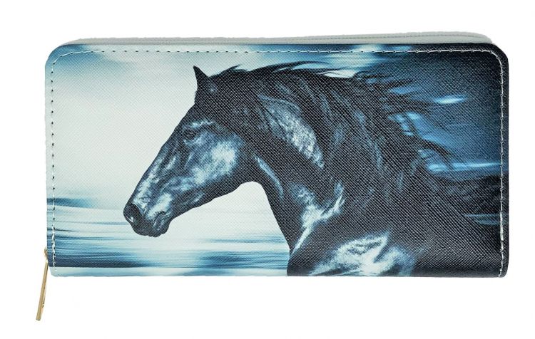 Black Horse Printed Zipper Wallet Default Shiloh