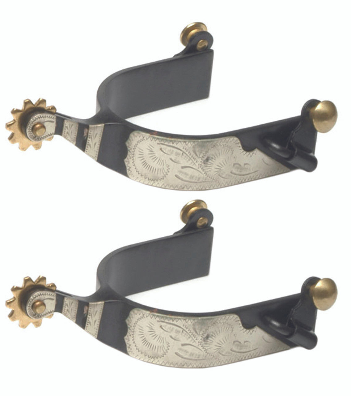 Black Steel Roping Spurs 1" Band-TexanSaddles.com