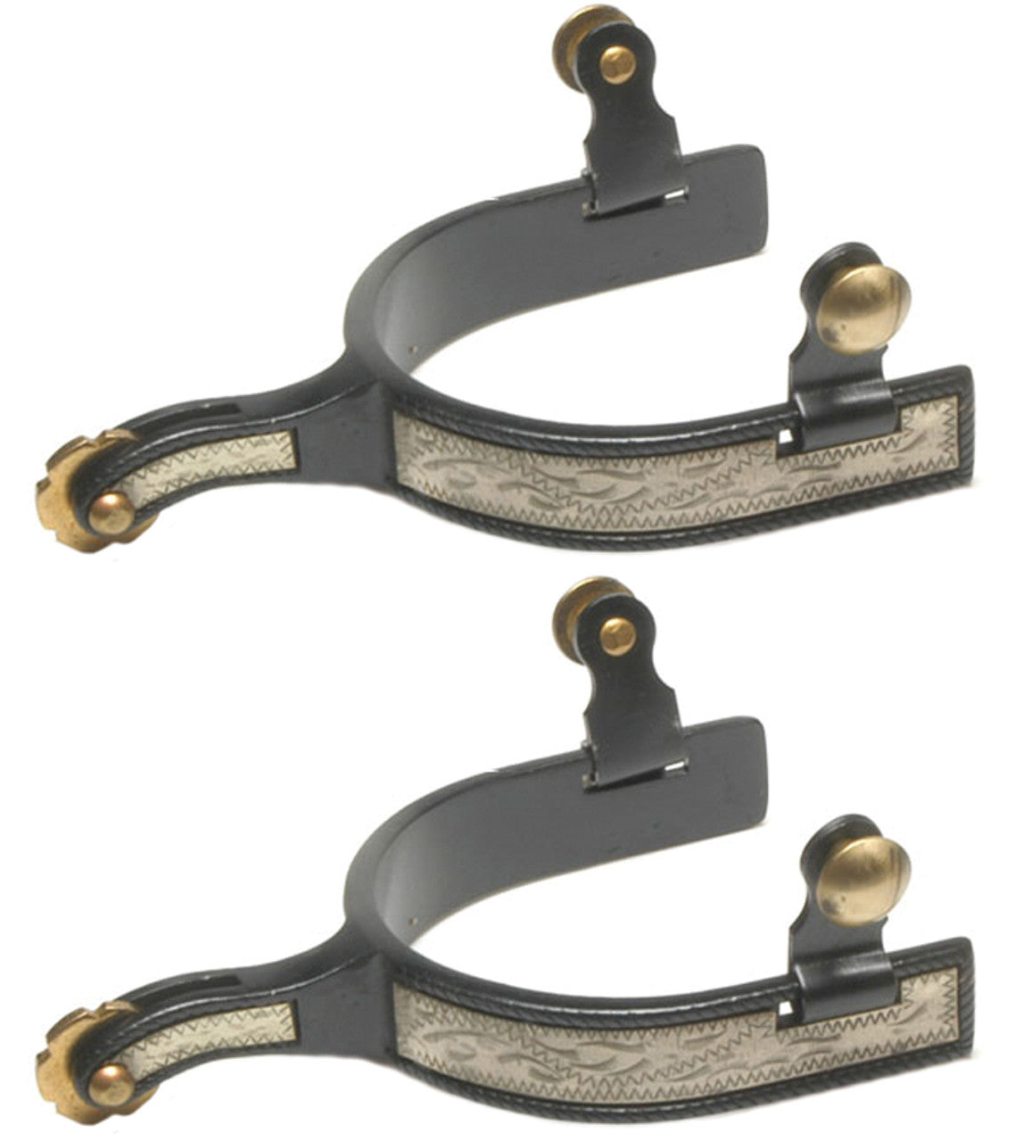 Black Steel Roping Spurs 3/4" Band-TexanSaddles.com