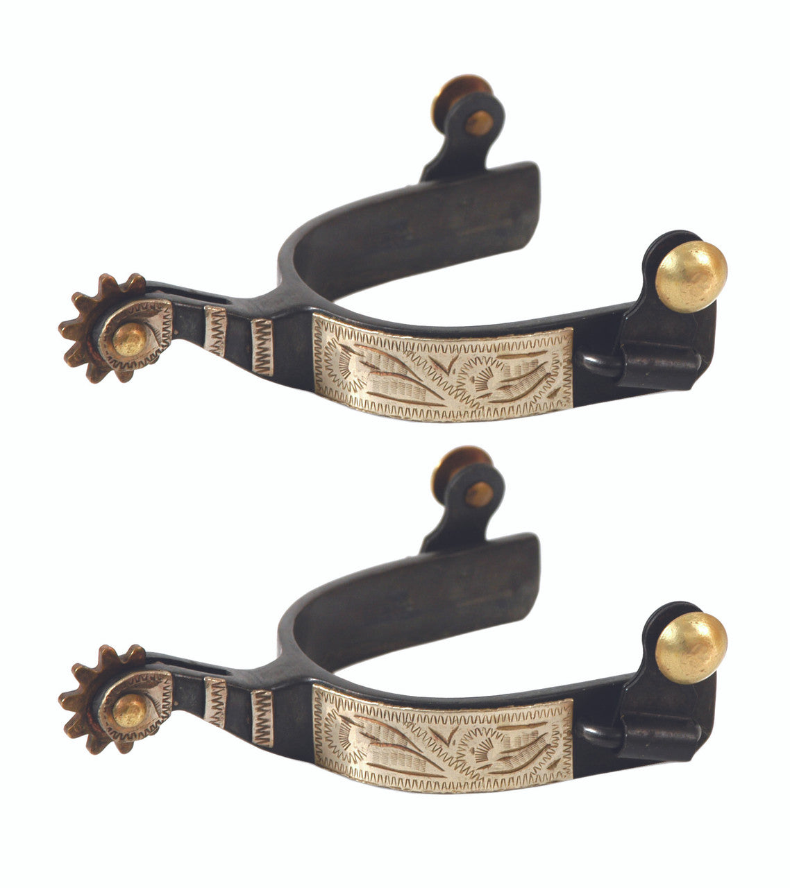 Black Steel Roping Spurs Mens-TexanSaddles.com