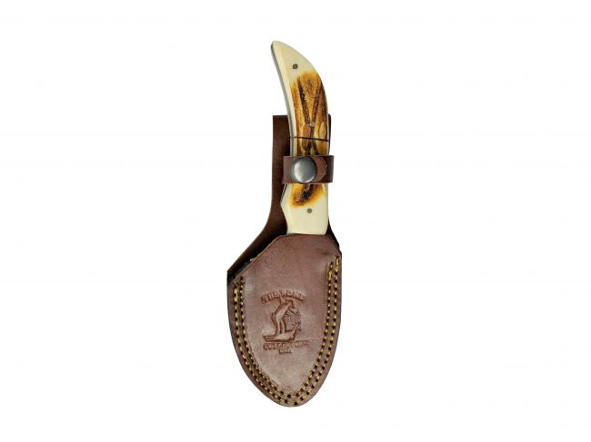 Bone Collector Gut Hook Blade Skinning /Hunting Knife with Leather Sheath Default Shiloh