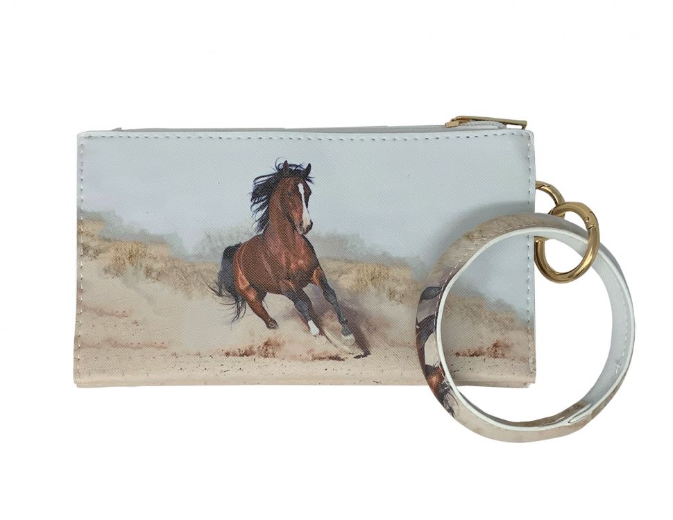 Brown Horse Running Printed Wristlet Default Shiloh