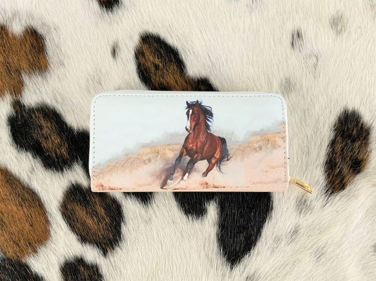 Brown Horse Running Printed Zipper Wallet Default Shiloh