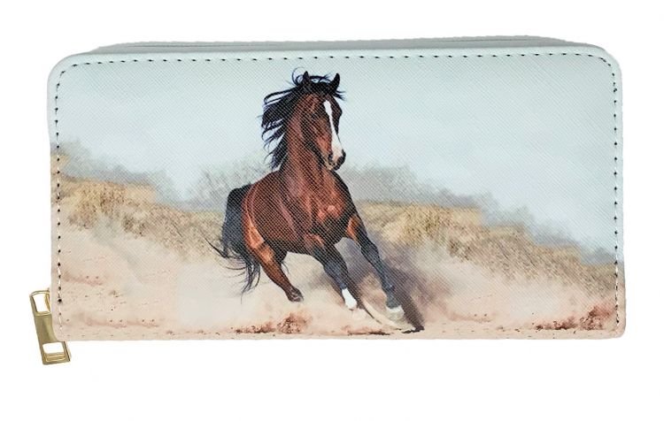 Brown Horse Running Printed Zipper Wallet Default Shiloh