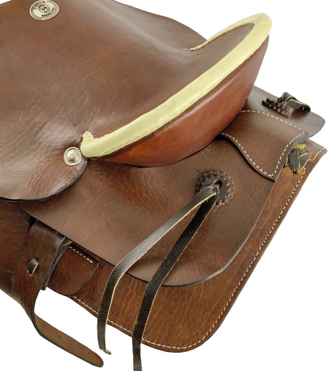 Circle S Roping style saddle with a hard leather seat Roping Saddle Circle S